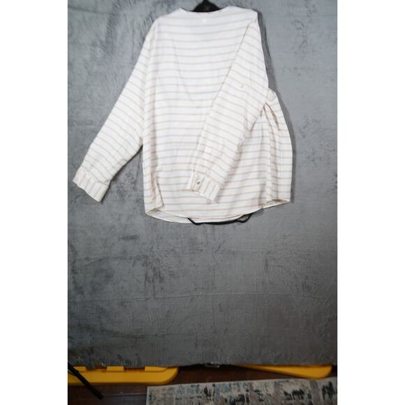 Calvin Klein White Beige Striped Zip Tunic Blouse XL Gently Used - Picture 2 of 7